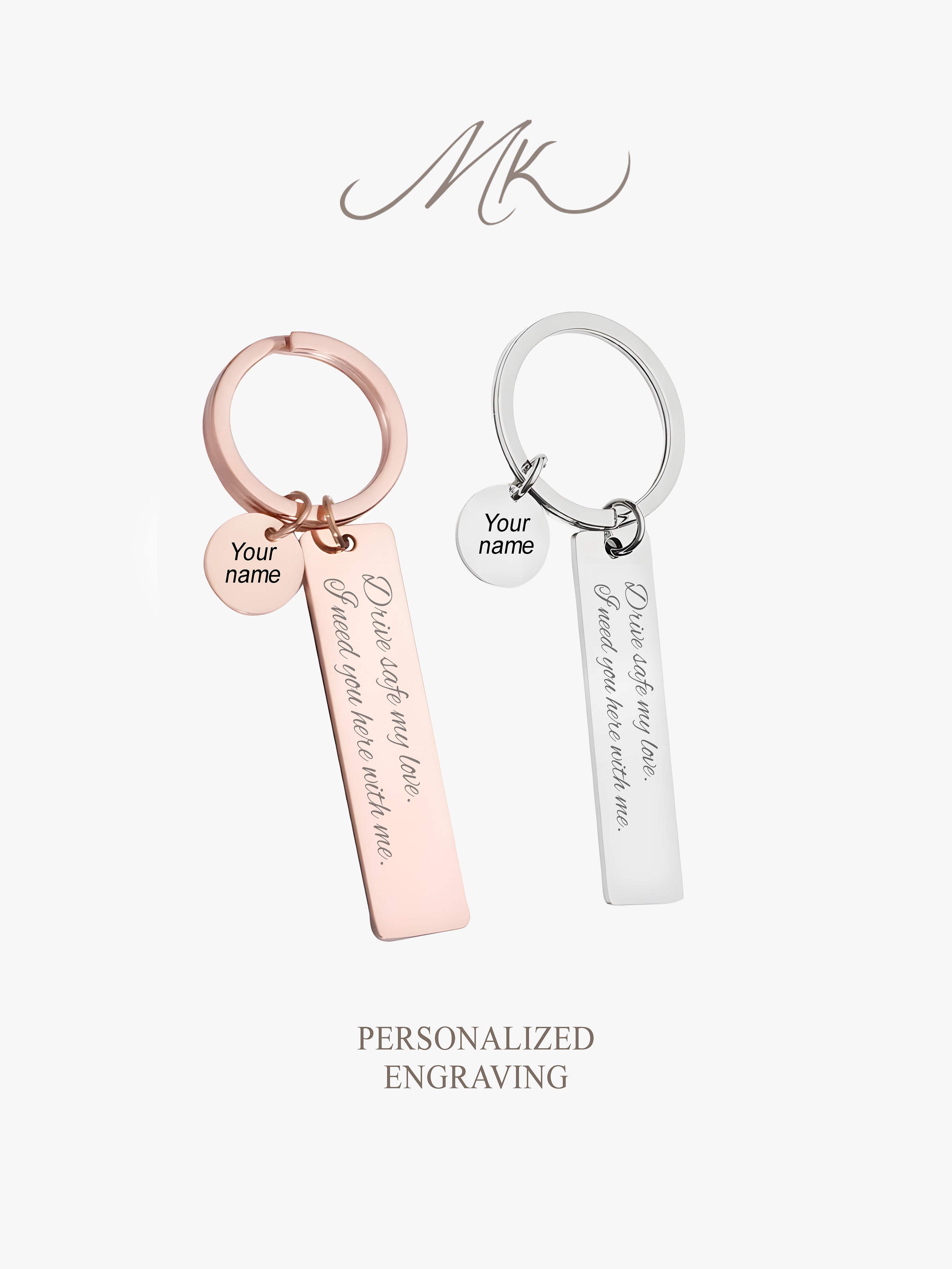 Bar-Shaped Metal Keychain [ENGRAVABLE]