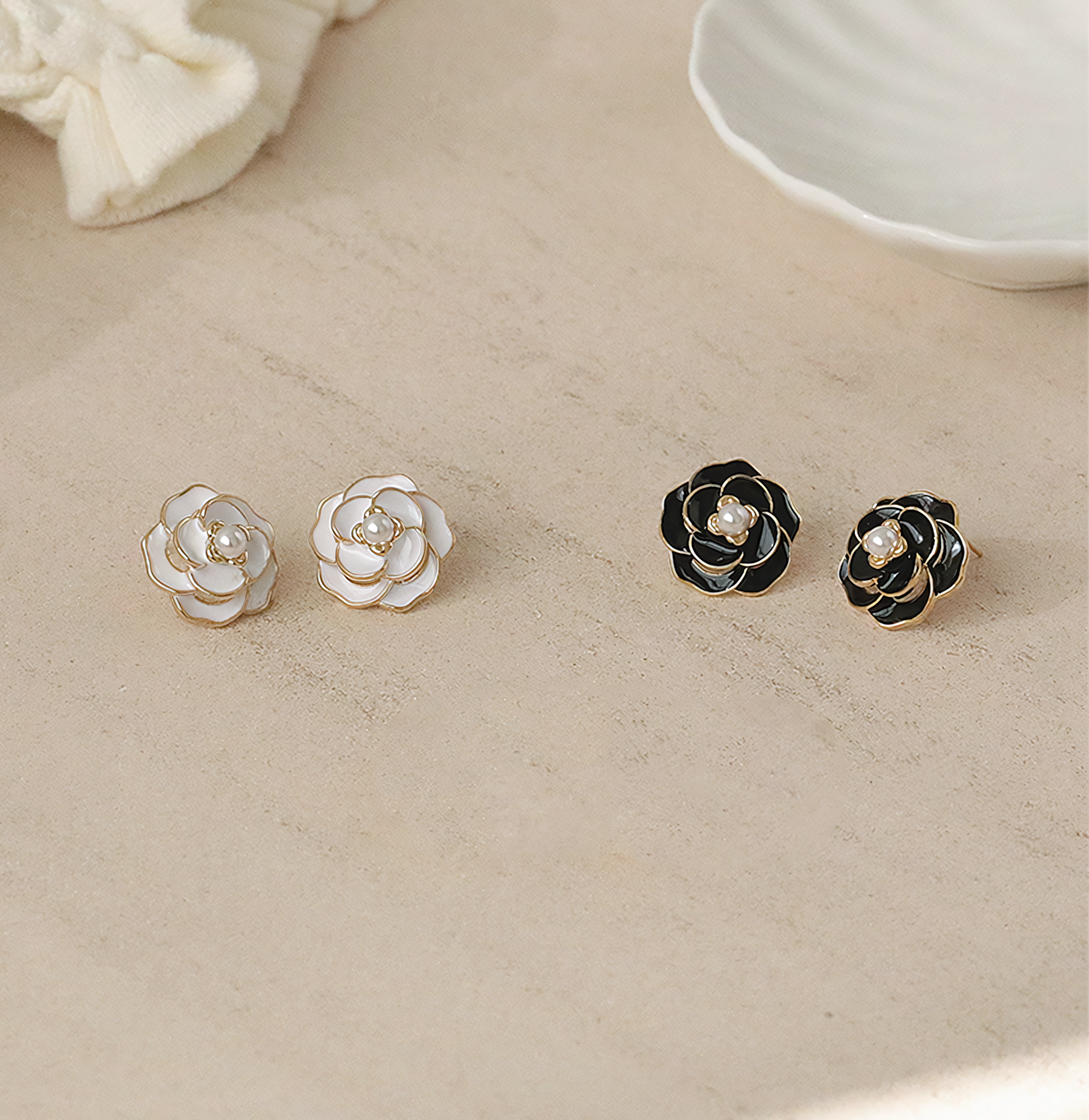 White Rose Earring