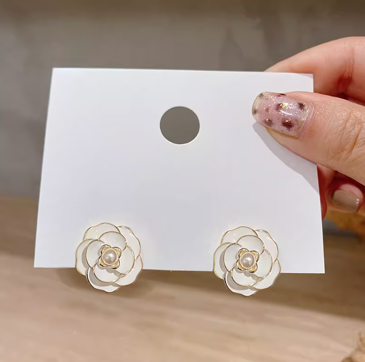 White Rose Earring